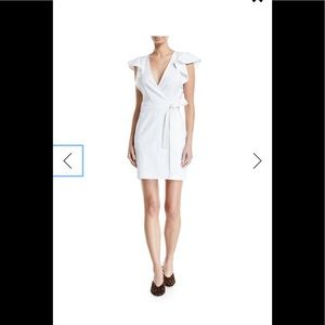 NWT ALC White Flutter Sleeve V Neck Wrap Dress 0